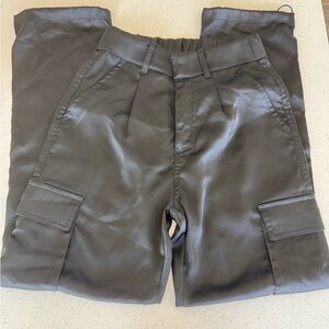 Young LA black satin cargo pants